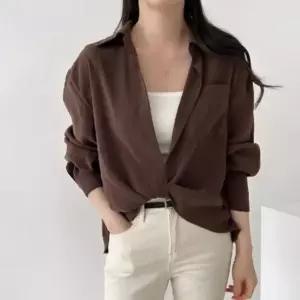 여성 광택 레이온 트위스트 셔츠