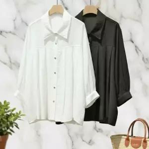 여성용 봄 루즈핏 요크턱 블라우스