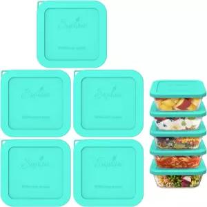 파이렉스 프레시록 및 스냅웨어 4CUP 사각 유리 그릇 용기 세트(8704) 밀폐 누수 방지 뚜껑 냉동