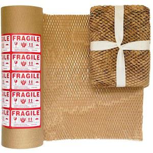 이동용 ZKOVTAN 벌집 포장지 u2013 15인치 x 250인치 롤 | 확장 가능한 포장재 20개 스티커가 부착된 식기용 버블