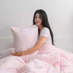 [알티피아]베이직 스트라이프 이불패드세트 SS 핑크 (베이지) 여름 사계절