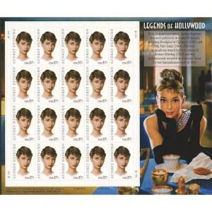 USPS 오드리 헵번 스탬프 - 37센트 우표 20장 레전드 오브 할리우드 시리즈