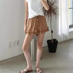 여성 레이어드 프릴 반바지 린넨 숏팬츠