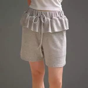 여성 프릴 레이어드 숏팬츠 4부 밴딩 츄리닝 반바지
