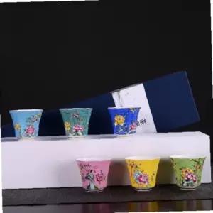 찻잔 명작 사케잔 도자기 플라워 다기 전통 6p세트 레