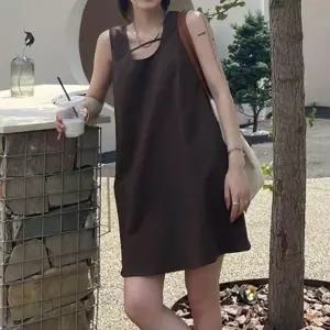 여자 귀여우 디자인 유넥 체형 커버 민소매 원피스 레이어드 봄원피스 프릴 여름 레이스