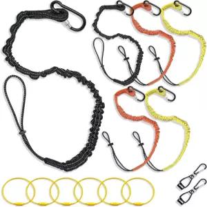 수공구용 푸후보 접이식 공구 랜야드 - 카라비너 및 조절 가능한 루프 엔드가 있는 6팩 표준 길이 테더