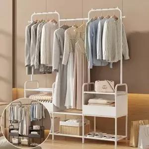 고품질 행거 옷걸이 8단 선반 스탠드 3단 철제 이동식 옷장 시스템행거 옷걸이행거 드레스룸행거 WFIP9B5