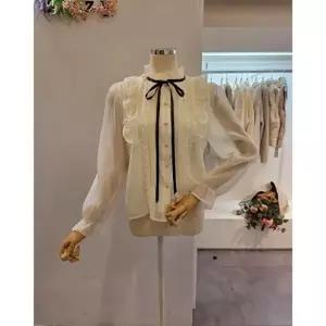 [대구백화점][클리지]블랙리본 프릴 블라우스(CQ2WBL18)