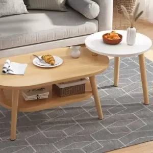 거실테이블 심플 원형테이블 좌식테이블 1단 2단 데일 거실테이블 좌식테이블 소파테이블