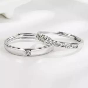 모던 심플 일자 지르코니아 S925 실버 커플링 쌍반지 WD5869E