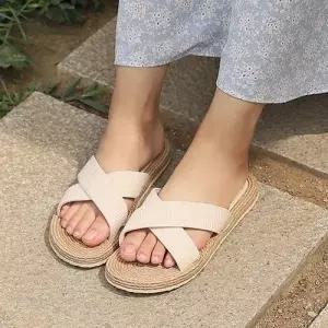 층간소음 실내실외 여름비치 린넨 슬리퍼 가벼운 마슬 WD819F3