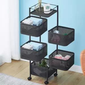 블랙 트롤리 철제 회전 5단