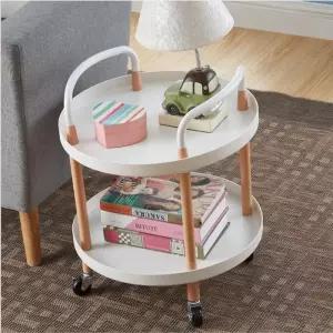 트레이 3단 이동식 정리함 선반 2단 손잡이 원형 수납장 북유럽 트롤리