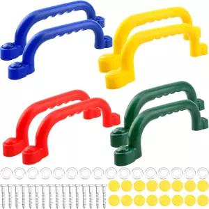 레스트로마 8피스 놀이터 안전 손잡이 스윙 세트 놀이 잡기 용 야외 집 프레임 액세서리(그린 블루 옐로우