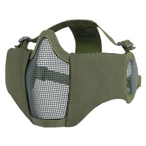 귀 보호 기능이 있는 OneTigris 6인치 접이식 하프 페이스 에어소프트 메시 마스크, 군 전술 하안면 마스크