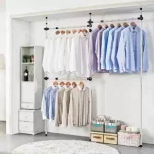 ( )고정식 옷걸이 3단 미끄럼방지 정리 수납 가정용 행거