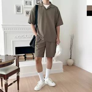 남자 여름 데일리 카라넥 반팔 반바지 세트 DM2512161501