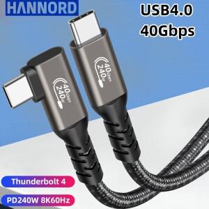USB4.0 Thunderbolt 3/4 팔꿈치 90 Dgree 케이블 USB C-C타입 40Gbp PD 240W 노트북 macbook 호환 Pro 용