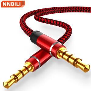 NNBILI 잭 3.5mm 오디오 케이블 나일론 브레이드 자동차 AUX 헤드폰 확장 코드 휴대폰 MP3 헤드셋 스피커