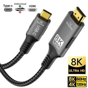 8K@60Hz USB C to HDMI 2.1 케이블 4K@144Hz 2K@240Hz 타입 8K HDCP 2.3/HDR10 지원 썬더볼트 3/4 호환
