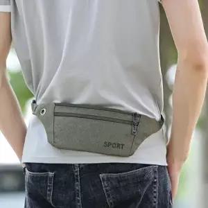 지퍼 포인트 캔버스 힙색 웨이스트백 슬링백 힙쌕 등산 런닝 허리가방-WFITAKJ