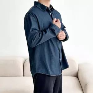 남성 카멘 커플 레이어드 오버핏 데님 셔츠