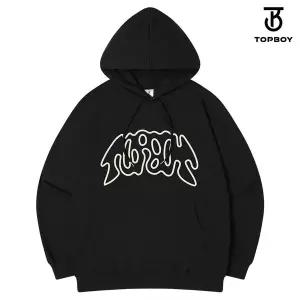 [탑보이]베트 라인 오버핏 프린팅 후드 스웨트 셔츠 (PTH2138)