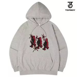 [탑보이]런닝크루 오버핏 프린팅 후드 스웨트 셔츠 (PTH2129)