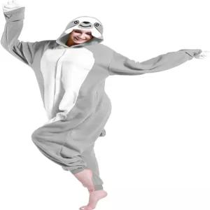 나무늘보 파자마 성인 점프수트 동물 코스프레 의상 남성 가정용 여성용 잠옷