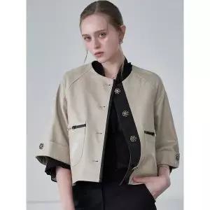 [하프클럽/르니앤맥코이]페이크레더 글로시 케이프 자켓 MM04JK001HJY