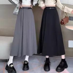 비욘드라이프 벨트세트 플리츠 롱 스커트 1000456