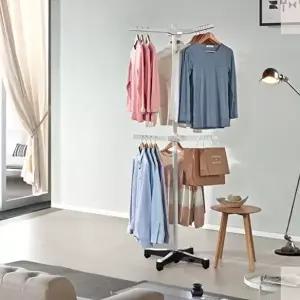 고품질 슈마켓 스마트홈 UPGRADE 트리플행거 아이보리 옷집게 원목옷걸이 옷정리 플라스틱옷걸이 WFISFCT