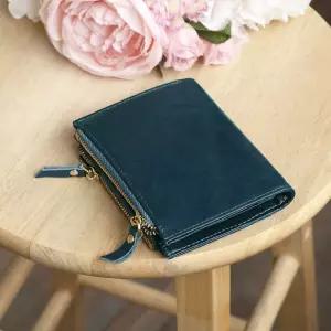 F8006 천연소가죽 여성 지퍼 중지갑 똑딱이형 지갑 Exr9+4EFB