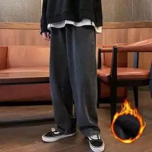 젠틀맨 투톤 동절기플리스 오버핏 청 데님 유니크 팬츠 WFK1WKV