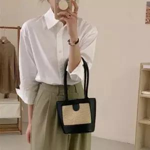 미니멀 시즌 세련 넥카라 일자핏아메카지 톱셔츠 WFK1ZXV