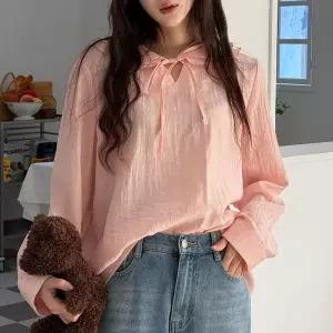 [하프클럽/]빅사이즈 601 러플투카라끈블라우스 DGOX081