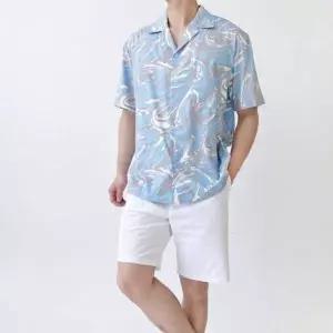 [에이치플러스몰]오버핏 비치 해변 휴양지 휴가룩 남방 남자 비