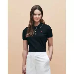 헤지스 HAZZYS LADIES [아이코닉] 슬림핏 티핑 반팔 피케 티셔츠 블랙 HSTS5BC30BK 404074