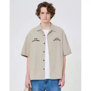 매장정품 HAZZYS [HIS] 워싱 오픈카라 반팔셔츠 아이보리 HZJU5E808I2 404694