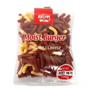 바우와우 강아지 간식 노즈워크 칭찬 훈련 치킨버거 치즈 100g