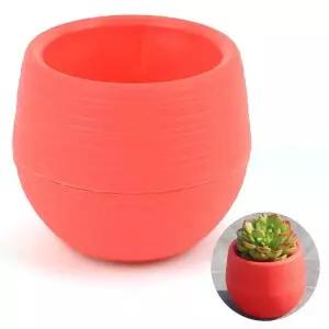 플라스틱화분 가벼운 미니 원형 화분 레드 인테리어 다육이 선인장