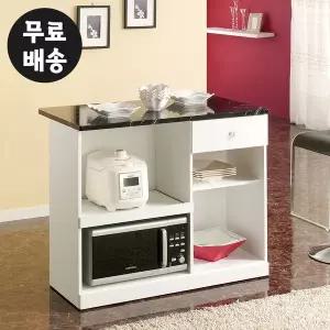[벤티스가구]대리석 무늬 아일랜드 홈바 수납장 밥솥장 전자레인지대 보조 식탁 주방(1000/블랙)