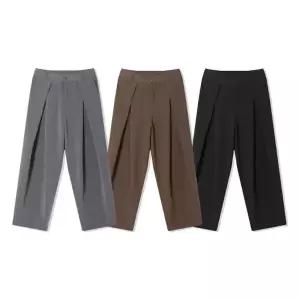 남자 핀턱 뒷밴딩 스트링 와이드 슬랙스 AC-PTA-Q043-차콜그레이