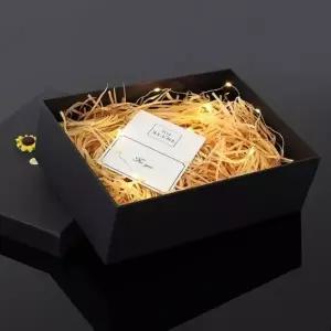 선물포장박스 선물케이스 설렘 조명 선물상자 쇼핑백세트 블랙 썬플라워 (28x20cm)