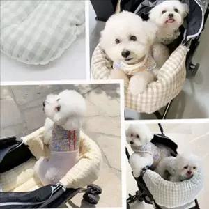 4계절 강아지 유모차 쿠션 체크 강아지 유모차 라이너 매트 방석