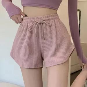 골지 주름 여자 밴딩 숏 반바지 여름 홈웨어 핫팬츠 NUf6+1XzR