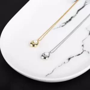 시후주얼리 진주 품은 써지컬스틸 롱목걸이 TN021N 진주목걸이 데일리목걸이 포인트목걸이