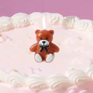 [에이치플러스몰]행복한 곰 캐릭터 생일초 케이크 장식용 초 리본 장식해피니스