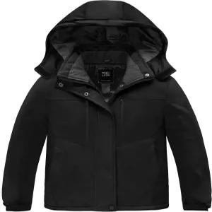 ZSHOW 여아 스키 재킷 방수 플리스 레인코트 방풍 따뜻한 겨울 코트 탈부착 후드 포함